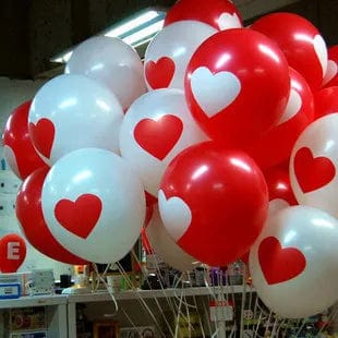 Ballons coeur rouge et blanc 50 pcs coeur-passion