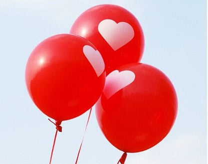 Ballons coeur rouge et blanc 50 pcs Rouge coeur-passion