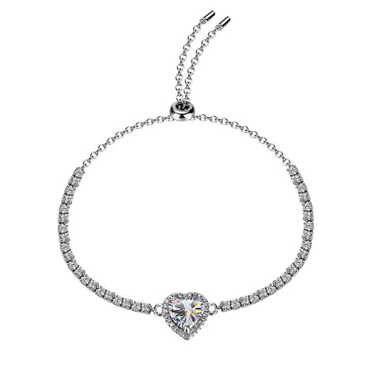 Bracelet "Coeur de Diamant" argent 16-17 cm coeur-passion