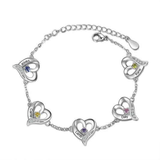 Bracelet "Coeur Quintuplés" personnalisable coeur-passion