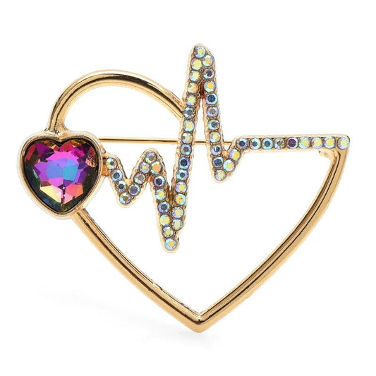 Broche "Coeur Cardiogramme" femme Or coeur-passion