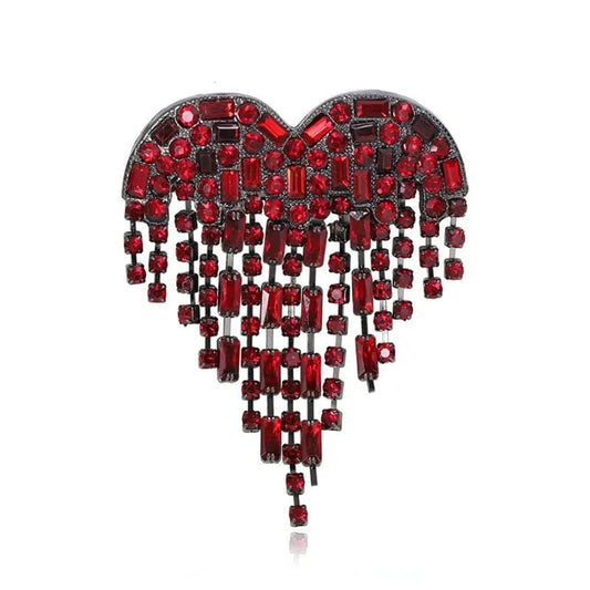 Broche "Coeur Strass" rouge coeur-passion
