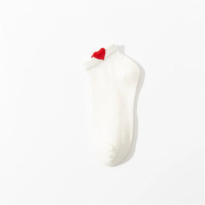 Chaussettes femme coeur rouge Blanc coeur-passion