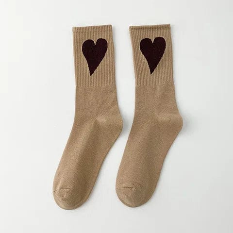 Chaussettes gros coeur homme/femme Kaki / Unique coeur-passion