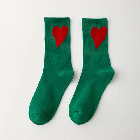 Chaussettes gros coeur homme/femme Vert / Unique coeur-passion