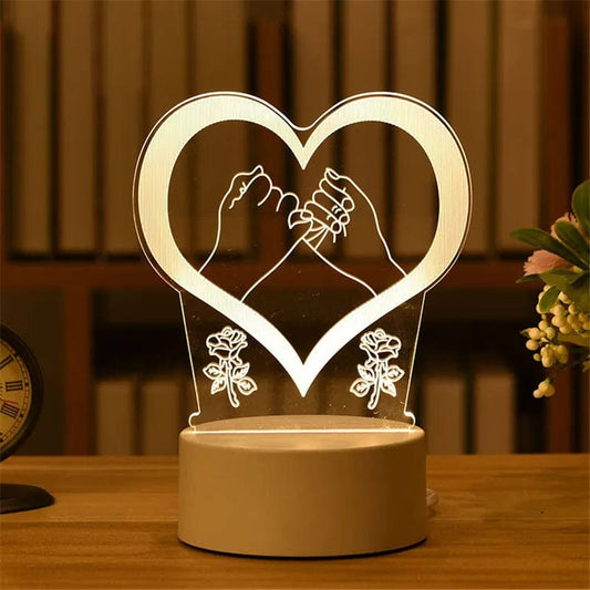 Lampe Saint Valentin LED 3D coeur-passion
