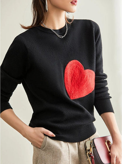 Pull "Coeur Rouge" femme coeur-passion