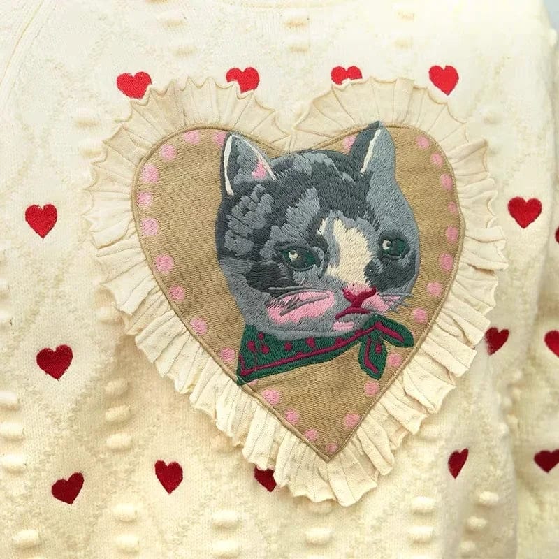Pull tricot "Coeur De Chat" femme coeur-passion