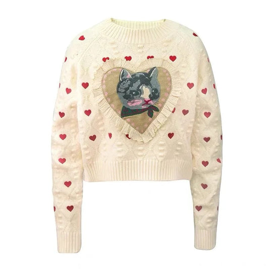 Pull tricot "Coeur De Chat" femme coeur-passion