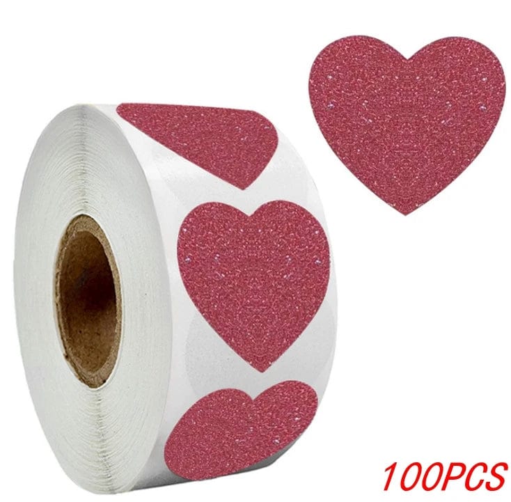Stickers "Coeur De Paillettes" Rouge-100pcs coeur-passion