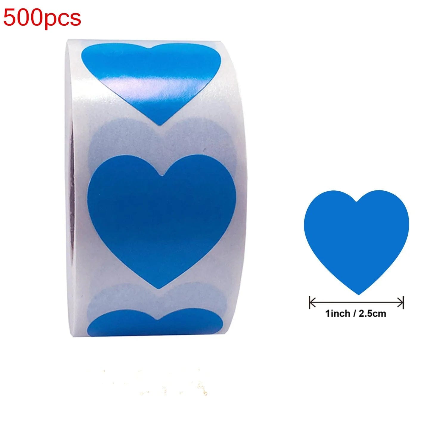 Stickers "Coeur Simple" Bleu 500PCS coeur-passion