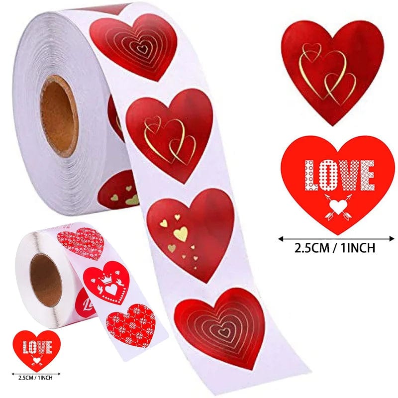 Stickers forme de coeur rouge 500pcs coeur-passion