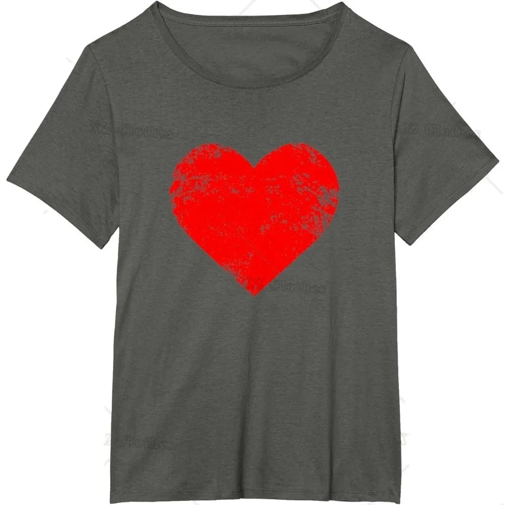 T-shirt gros coeur rouge hommes et femmes Gris / 4XL coeur-passion