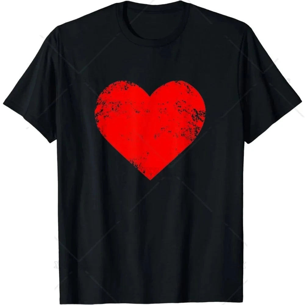T-shirt gros coeur rouge hommes et femmes Noir / 4XL coeur-passion