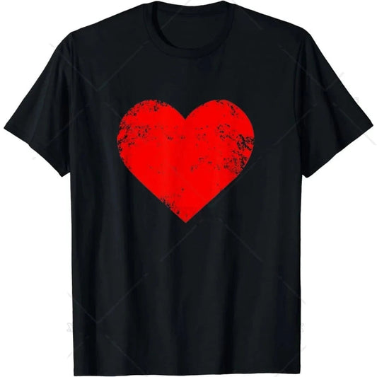 T-shirt gros coeur rouge hommes et femmes Noir / 4XL coeur-passion