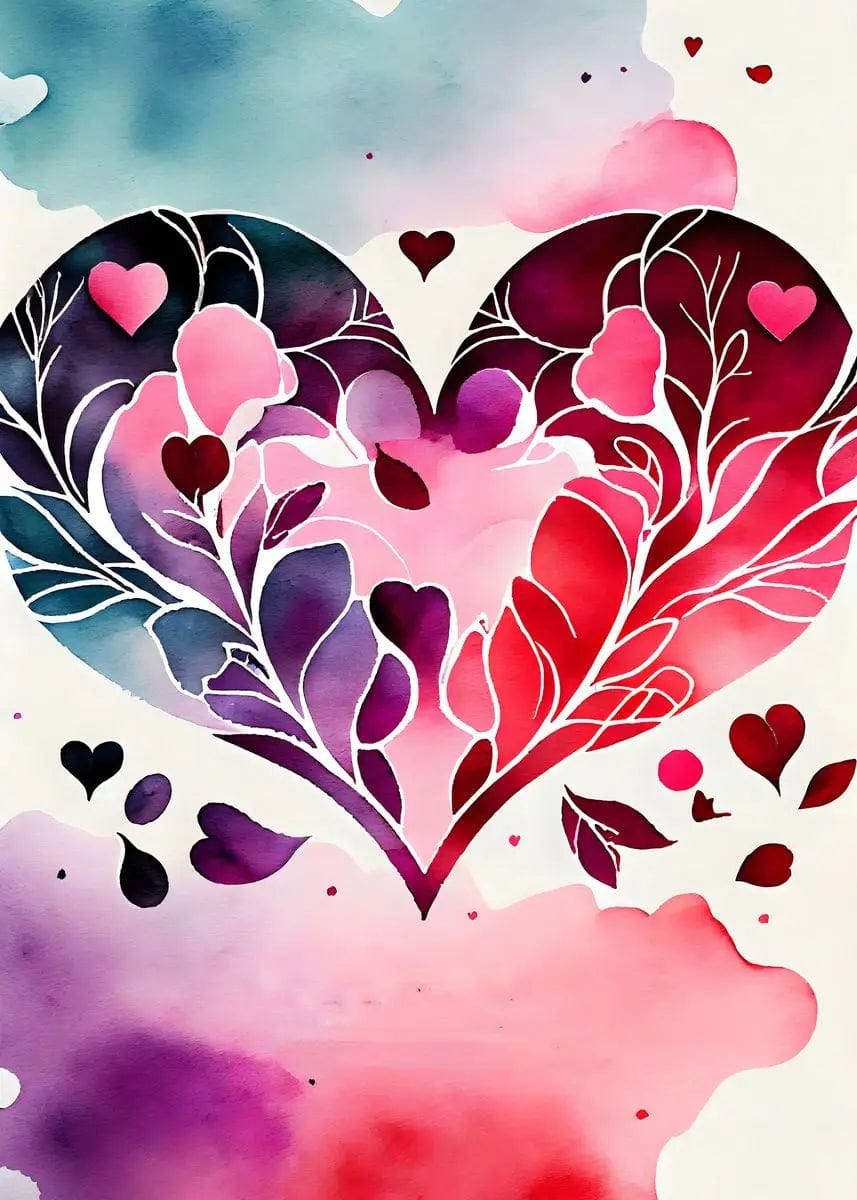 Tableau "Coeur romantique" 3 / 20x25 cm (Pas de cadre) coeur-passion