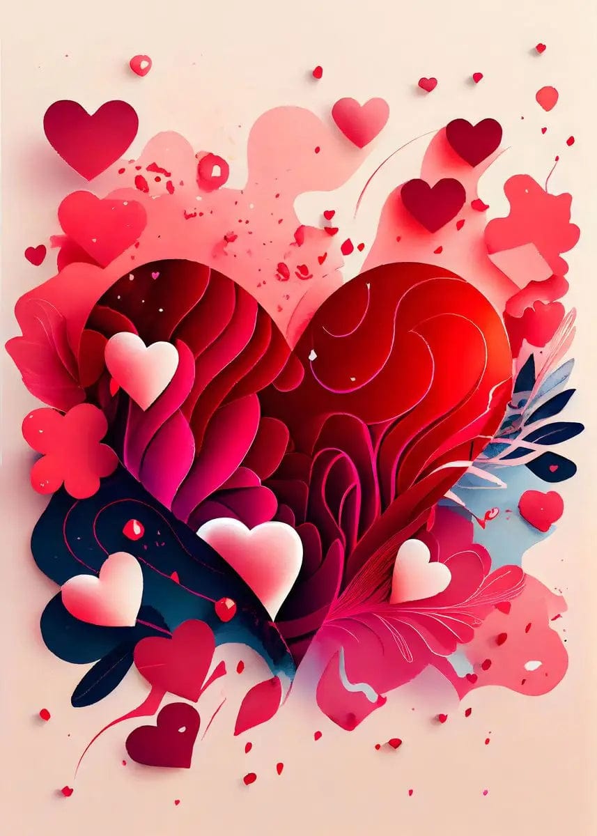 Tableau "Coeur romantique" 5 / 20x25 cm (Pas de cadre) coeur-passion