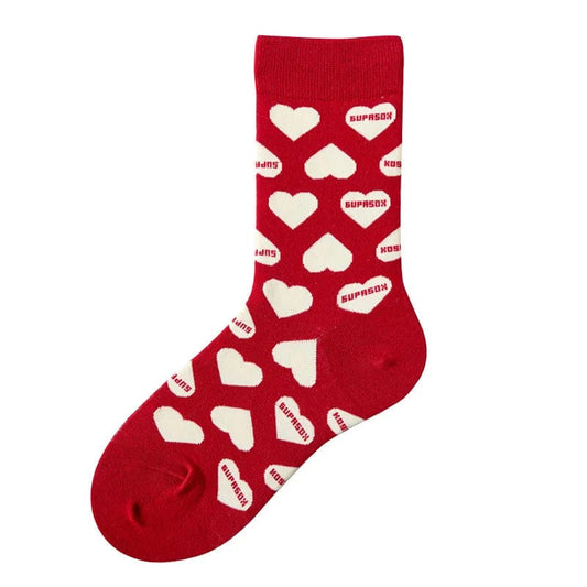 Chaussettes coeur vintage femme rouge US 5-9 (EUR 35-41) coeur-passion