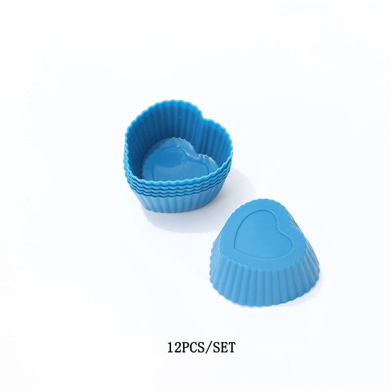 Moule gâteau forme de cœur 12 pcs Bleu foncé coeur-passion