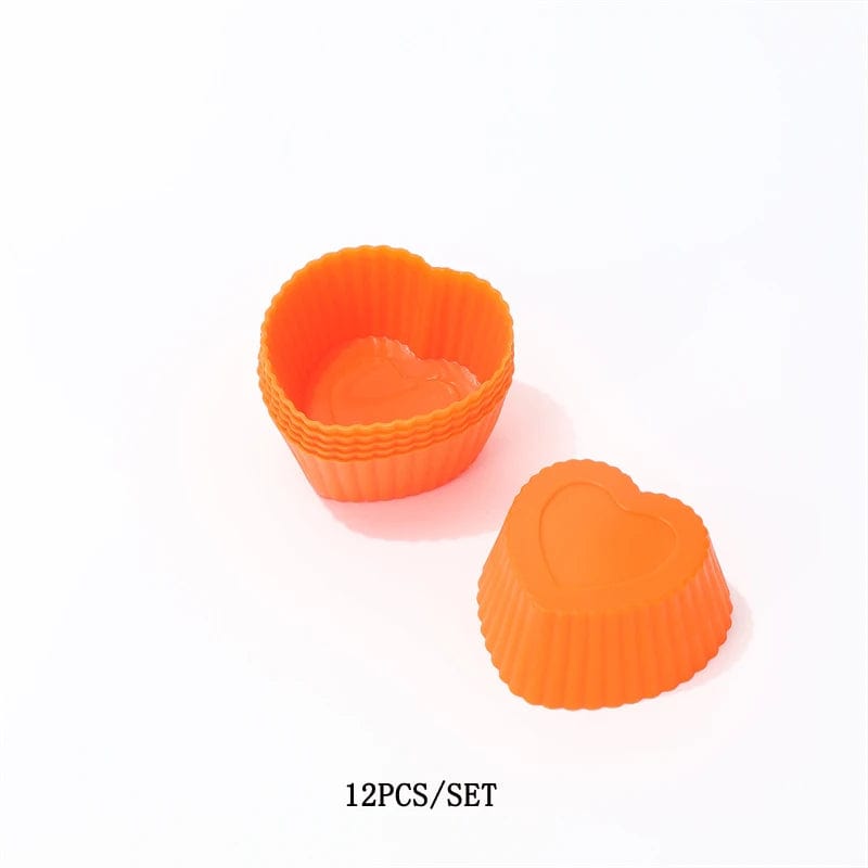 Moule gâteau forme de cœur 12 pcs Orange coeur-passion